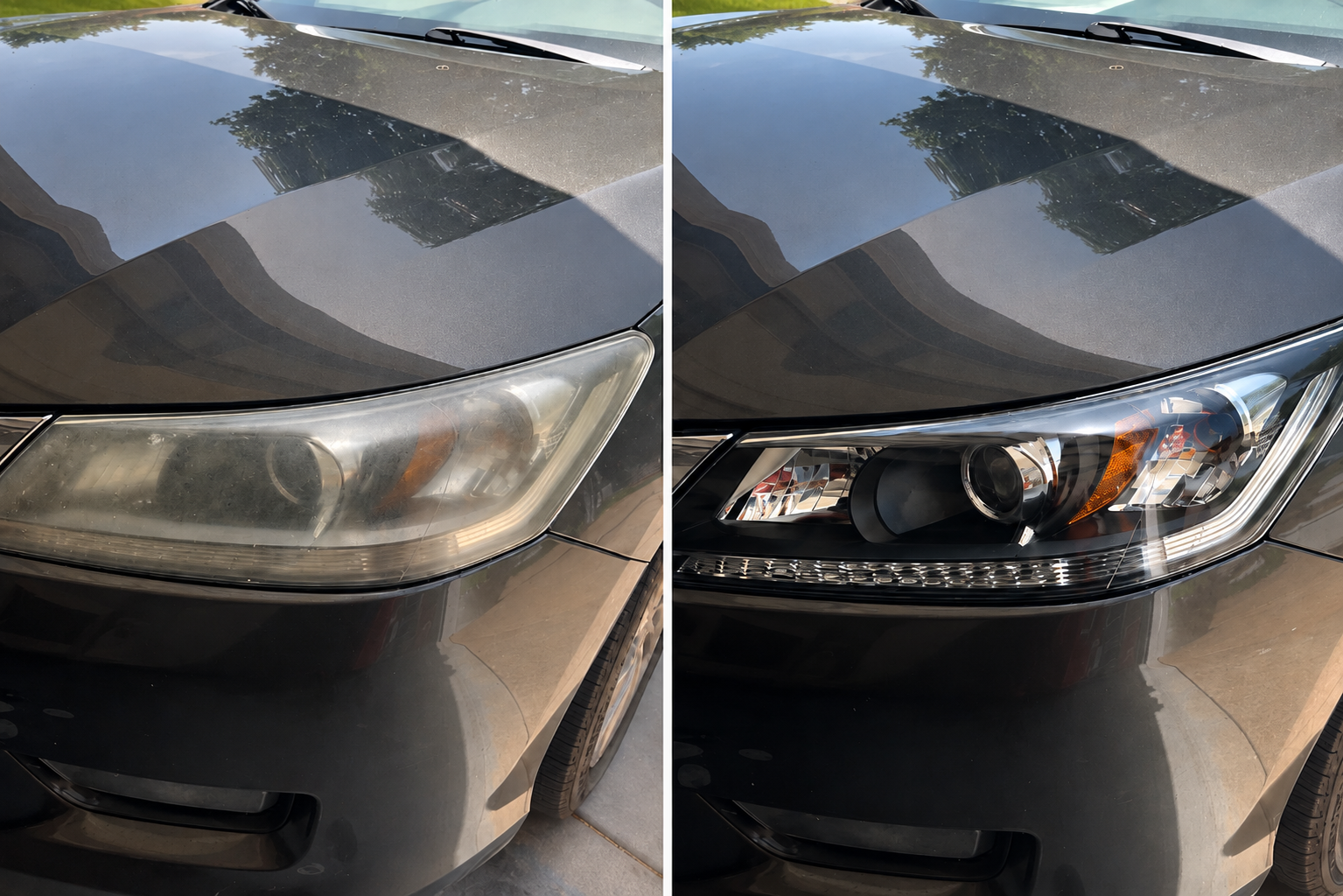 Clear vehicle headlight after Lian's restoration